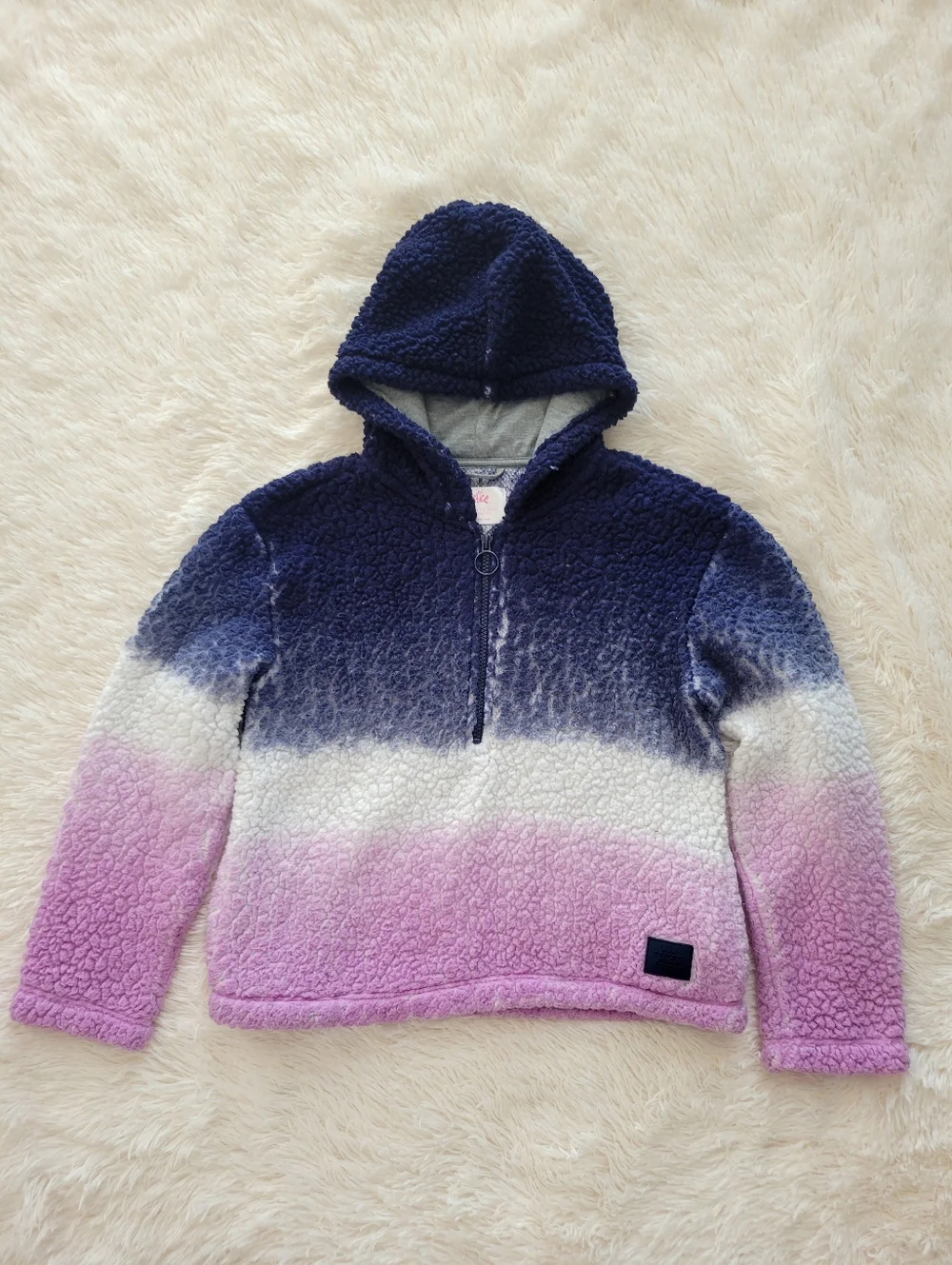 Justice Navy & Purple Ombre Half Zip Sherpa Hoodie Girls Size 12/14
